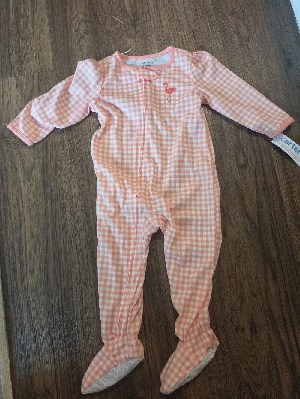 NWT Carters Flamingo Gingham Sleeper